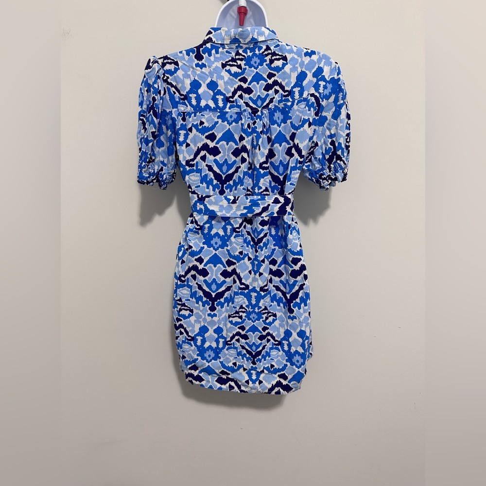 La Mer Luxe Blue and Black Button Down Patterned Mini Dress - Picture 6 of 8